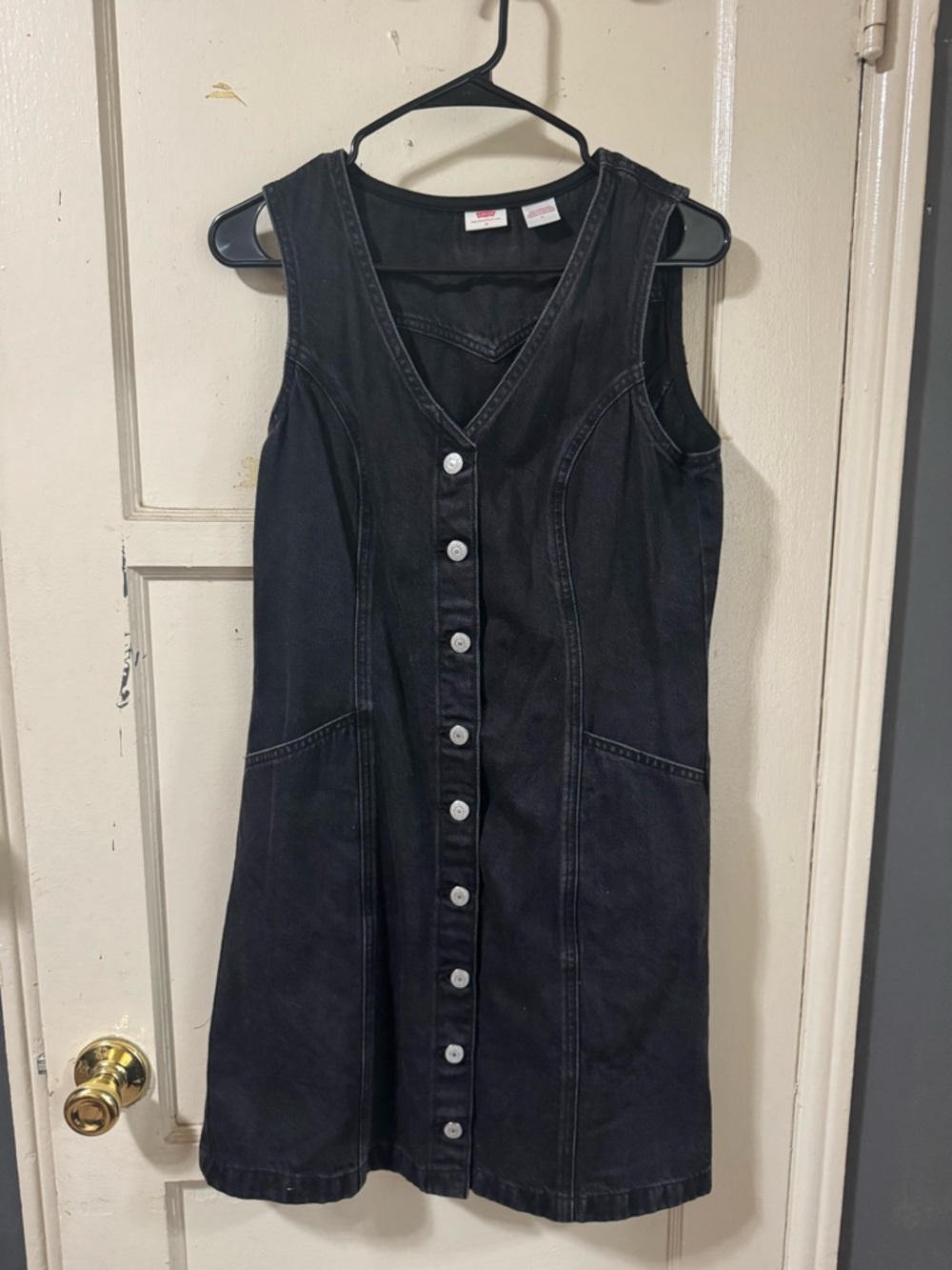 Levi's Black Sleeveless Button-Front Denim Mini Dress